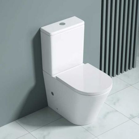 Vas wc Ego-S108T Rimless, rezervor inclus, 60x36 cm, Alb, ceramica sanitara, capac cu inchidere Soft Close