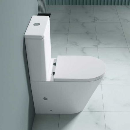 Vas wc Ego-S108T Rimless, rezervor inclus, 60x36 cm, Alb, ceramica sanitara, capac cu inchidere Soft Close