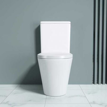 Vas wc Ego-S108T Rimless, rezervor inclus, 60x36 cm, Alb, ceramica sanitara, capac cu inchidere Soft Close