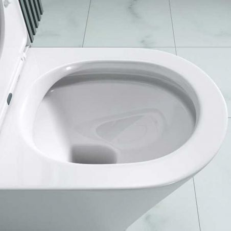 Vas wc Ego-S108T Rimless, rezervor inclus, 60x36 cm, Alb, ceramica sanitara, capac cu inchidere Soft Close