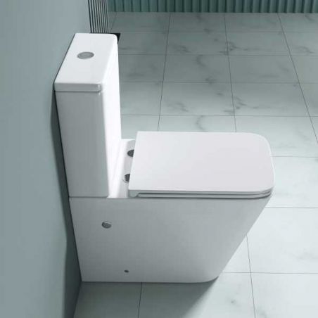 Vas wc Ego-S112T Rimless, rezervor inclus, 67x37 cm, Alb, ceramica sanitara, capac cu inchidere Soft Close