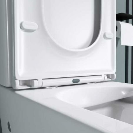 Vas wc Ego-S112T Rimless, rezervor inclus, 67x37 cm, Alb, ceramica sanitara, capac cu inchidere Soft Close