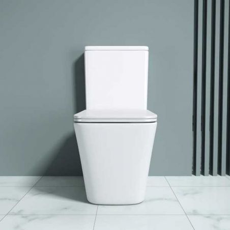 Vas wc Ego-S112T Rimless, rezervor inclus, 67x37 cm, Alb, ceramica sanitara, capac cu inchidere Soft Close