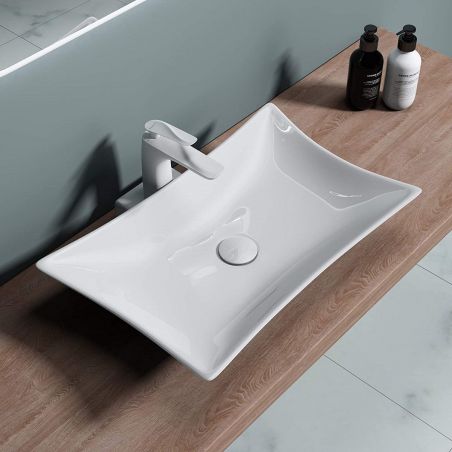 Lavoar EGO 891, Alb, 56.5x42 cm montaj pe blat, ceramica sanitara