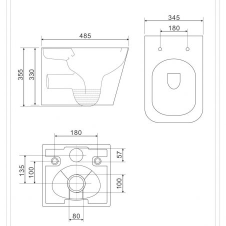 Vas Wc Rimless OMNIRES FONTANA, Alb Lucios, 48.5x34.5 cm, montaj suspendat,ceramica sanitara