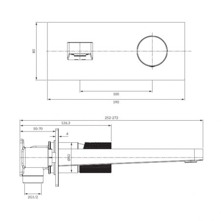 Baterie lavoar, cada OMNIRES CONTOUR, Auriu, finisaj periat PVD, perlator, montaj incastrat in perete