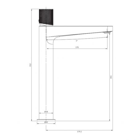 Baterie lavoar OMNIRES CONTOUR, Auriu, finisaj periat PVD, perlator, montaj pe blat