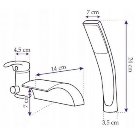 Baterie de cada Ego Riven Gold, tip cascada, 3 gauri , finisaj auriu, montaj pe cada