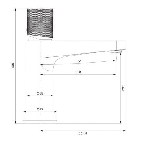 Baterie lavoar OMNIRES CONTOUR, Antracit, finisaj periat PVD, perlator, montaj pe lavoar