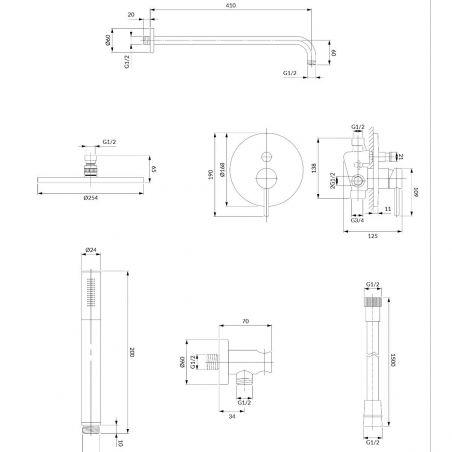 Sistem de dus OMNIRES Y, Nichel, finisaj periat PVD, duze silicon Easy Clean, montaj incastrat