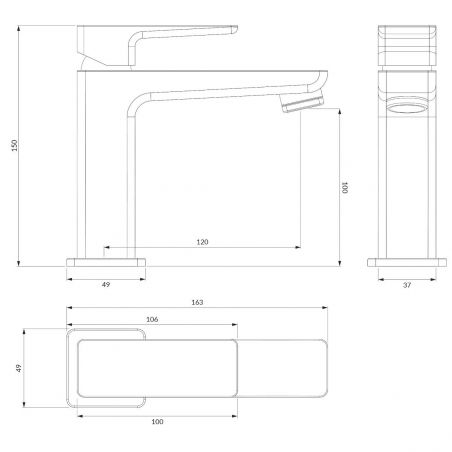 Baterie lavoar OMNIRES PARMA, finisaj periat PVD, Nichel, perlator, montaj pe lavoar