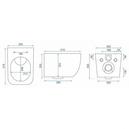 Vas Wc REA Martin Rimless Slim, Alb, lucios, 51x36.5 cm, montaj suspendat, capac Duroplast, ceramica sanitara