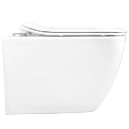 Vas Wc EGO Martin Rimless Slim, Alb, lucios, 51x36.5 cm, montaj suspendat, capac Duroplast, ceramica sanitara