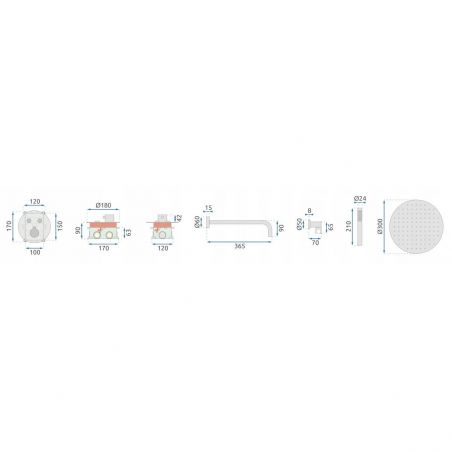 Sistem de dus cu termostat EGO-MILER, Negru Mat, incastrat, baterie ascunsa, ploaie de dus 30 x 30 cm