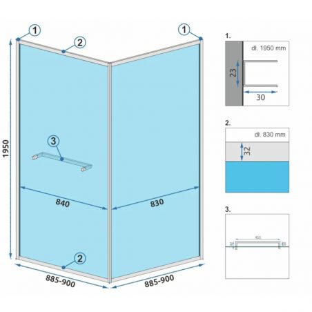 Cabina dus Ego-Space IN Black, perete fix si usa glisanta, sticla securizata 6 mm, 80-100x90-90 x 195 cm, Nano Easy Clean