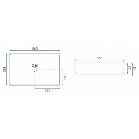 Lavoar Berta 55, montaj pe blat, 56x35.5 cm, Alb