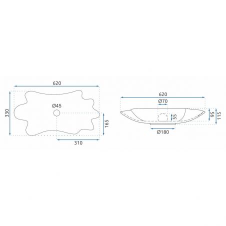 Lavoar Infinity, Auriu, 62x33 cm, ventil klik-klac, montaj pe blat