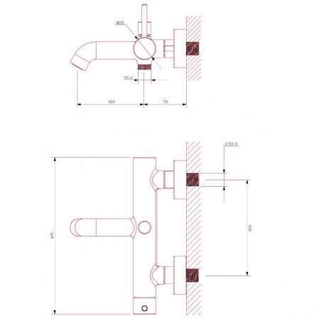 Baterie de cada OMNIRES Y, finisaj periat PVD, Auriu, dus de mana inclus, montaj pe perete