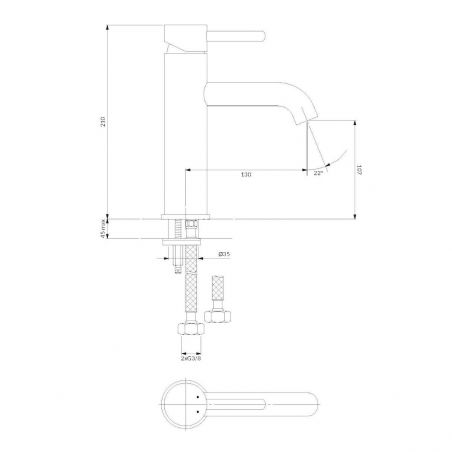 Baterie lavoar OMNIRES Y, finisaj Crom, 21 cm, montaj pe lavoar