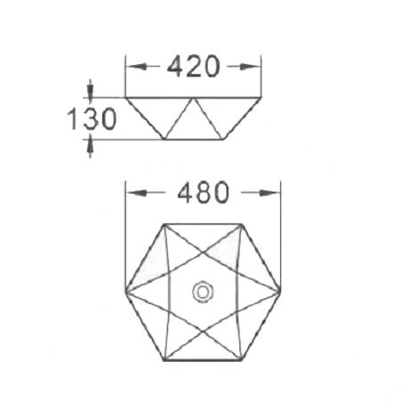 Lavoar hexagonal EGO Leonardo, Gri mat, 48x42 cm, montaj pe blat, ceramica sanitara