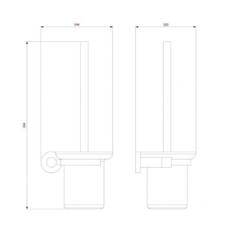 Perie WC cu suport din sticla Omnires Modern Project, Negru, finisaj Mat, montaj pe perete