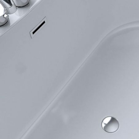 Cada de baie EGO 602S, freestanding, 170-180x80 cm, baterie integrata cu finisaj crom, acril sanitar, alb
