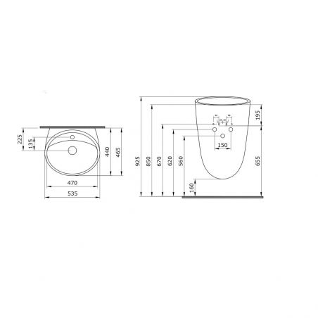 Lavoar Angi, montaj suspendat, 53x46 cm, alb lucios, Royalty Line by Ego