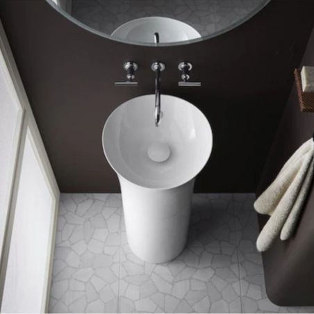 Lavoar stativ Latina, 40x40x91 cm, montaj pe podea, ceramica sanitara, Royalty Line by Ego