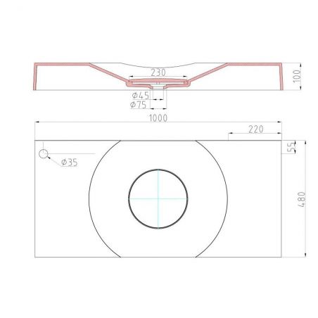 Lavoar EGO15, compozit marmura, montaj pe blat sau suspendat, 100x48 cm, gaura baterie la alegere