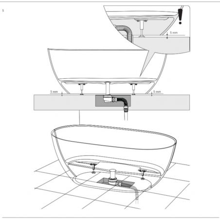 Cada de baie OMNIRES OVO M+, Ash Grey, 160x75x50, Compozit Roca Dolomit, izolare termica, freestanding