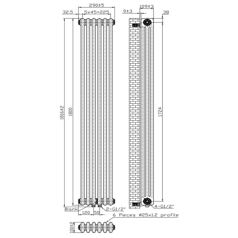 Calorifer Vertical EGO Verona Radiator Din Otel Alb 180x32 Cm