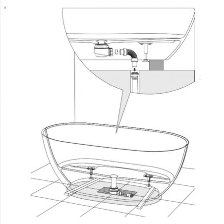 Cada de baie OMNIRES OVO M+, Alb lucios, 160x75x50, Compozit Roca Dolomit, izolare termica, freestanding