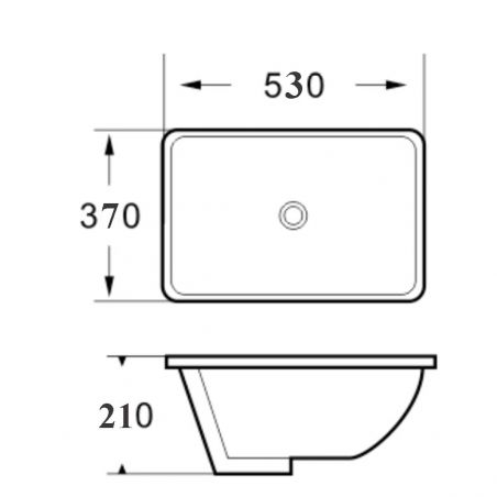 Lavoar Romeo, Negru Mat, 53x37 cm, montaj ingropat, ceramica sanitara