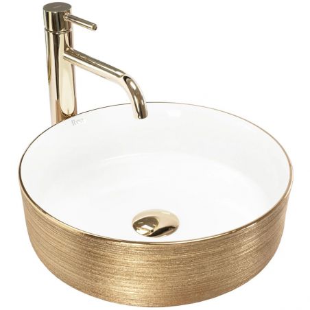 Lavoar EGO Sami Gold Brush, 36x36 cm, montaj pe blat, ceramica sanitara