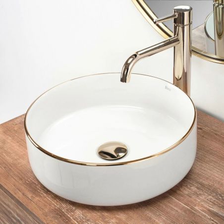 Lavoar EGO Sami Gold Edge, 36x36 cm, montaj pe blat, ceramica sanitara