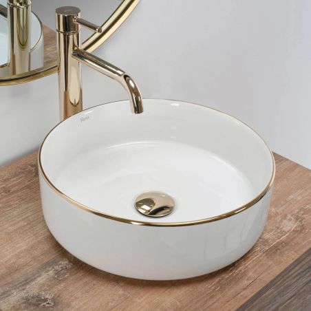 Lavoar EGO Sami Gold Edge, 36x36 cm, montaj pe blat, ceramica sanitara