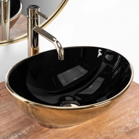 Lavoar EGO Sofia Black Gold, negru auriu, 41x34.5 cm, montaj pe blat, ceramica sanitara