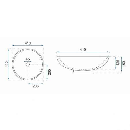 Lavoar Fiori rotund, diametru 41 cm, montaj pe blat, ceramica saniatara