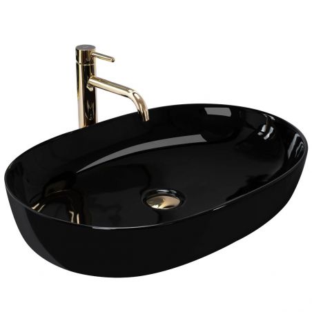 Lavoar EGO Cleo, Negru, 60.5x41 cm, montaj pe blat, ceramica sanitara