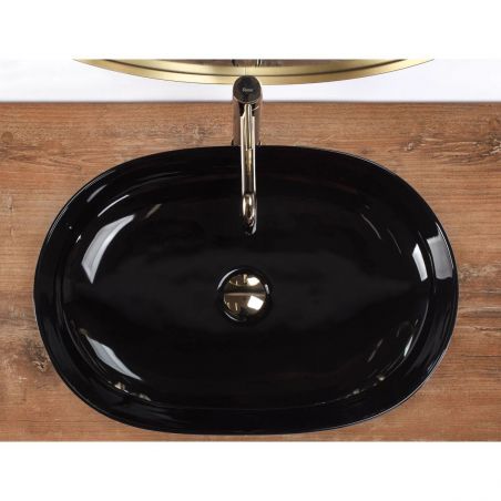 Lavoar EGO Cleo, Negru, 60.5x41 cm, montaj pe blat, ceramica sanitara