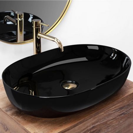 Lavoar EGO Cleo, Negru, 60.5x41 cm, montaj pe blat, ceramica sanitara