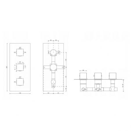 Sistem dus EGO Z1, montaj din tavan, baterie incastrata cu  termostat, dus tip ploaie 30x30 cm