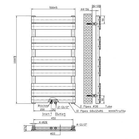 Calorifer EGO - Nadir, radiator Portprosop din otel, Cappuccino, 100-120-140-160-180 cm