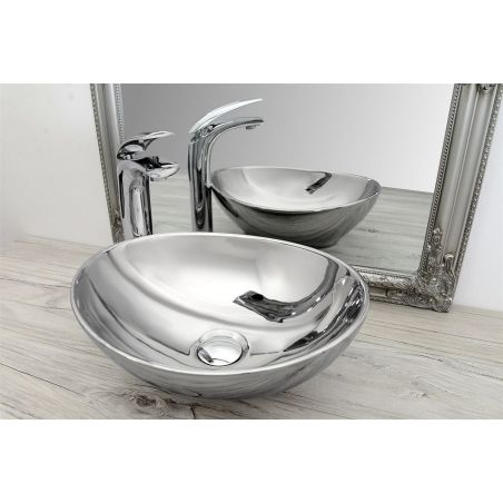Lavoar EGO Sofia S, Argintiu, lucios, 41x34.5 cm, montaj pe blat, ceramica sanitara