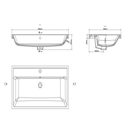 Lavoar Klaus, compozit mineral, montaj semi-incastrat, cu gaura de baterie, 80x45 cm