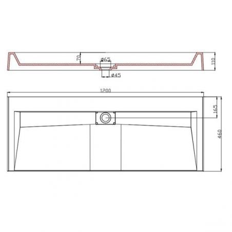 Lavoar dublu EGO19, 120x46 cm, compozit marmura, montaj pe blat sau suspendat