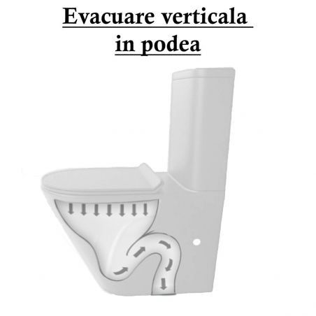 Vas WC EGO Dario Rimless, rezervor inclus, 2 piese, Alb Lucios, 60x36 cm, montaj podea, capac duroplast slim soft-close inclus