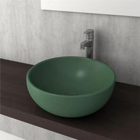 Lavoar, diametru 45 cm, Verde Mat, Power Colour, montaj pe blat, ceramica sanitara, Michael