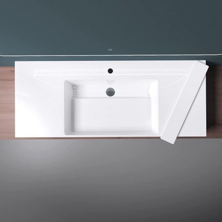 Lavoar EGO 12 , Alb, 120x48 cm, compozit marmura, montaj pe blat sau suspendat, scurgere mascata