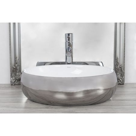 Lavoar EGO Linda SW, Argintiu Alb, lucios, 48.5x34 cm, montaj pe blat, ceramica sanitara